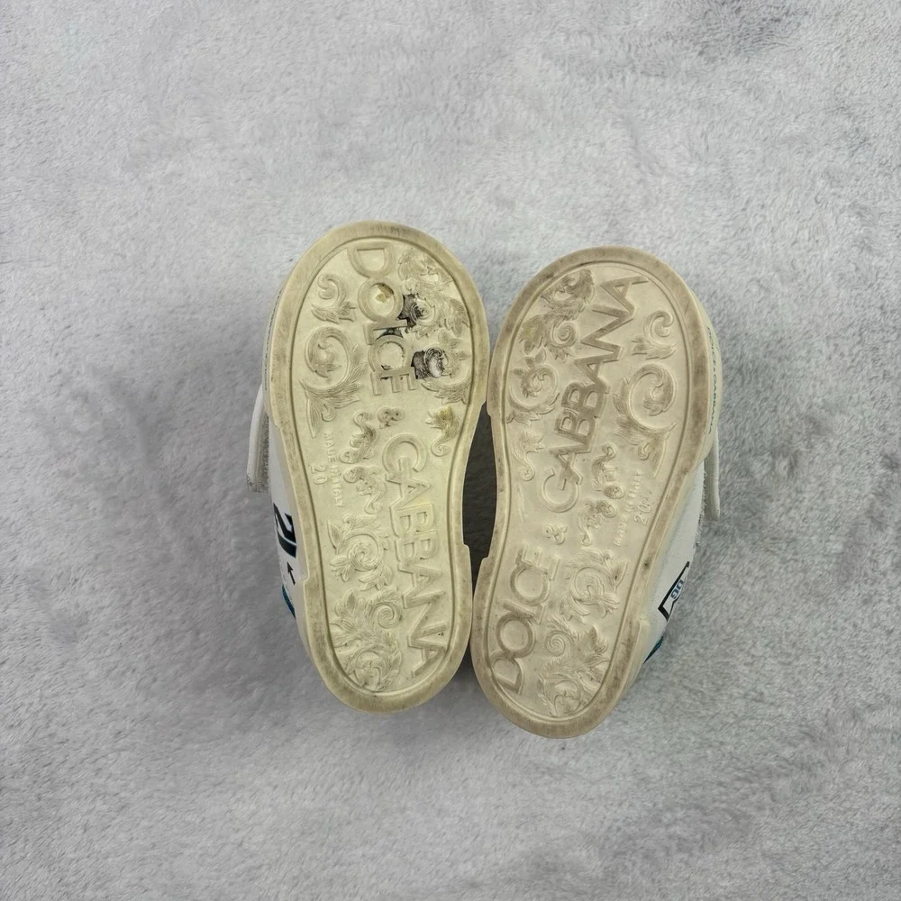 Dolce & Gabbana White & Blue Royals Kids Boys Trainers 20 Size 5C